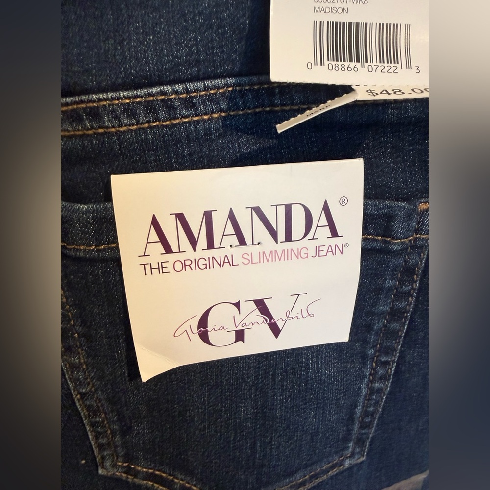 Gloria Vanderbilt Women's Dark Blue Straight Leg Jeans - Picture 9 of 10